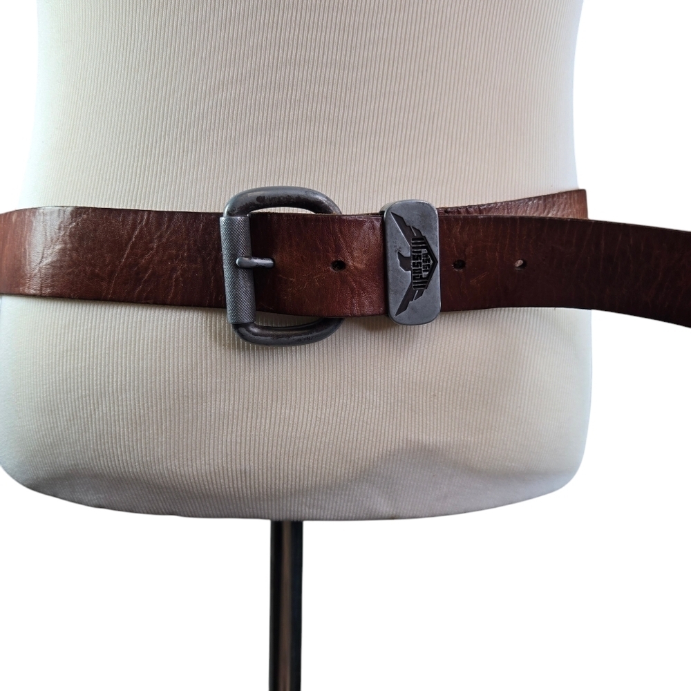 Vtg y2k fossil brown leather grunge mens belt